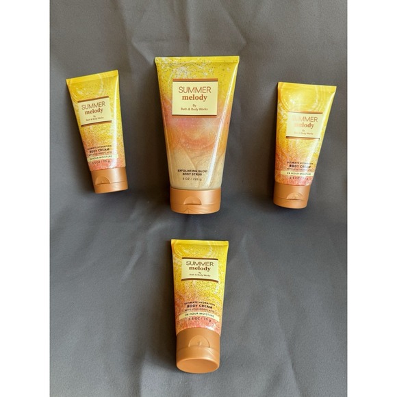 Lot 4 Bath & Body Works‎ SUMMER MELODY Discont Exfoliating Glow Wash Scrub Cream
